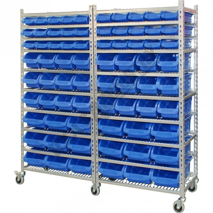 S022 SR72 Mobile Storage Bin Rack