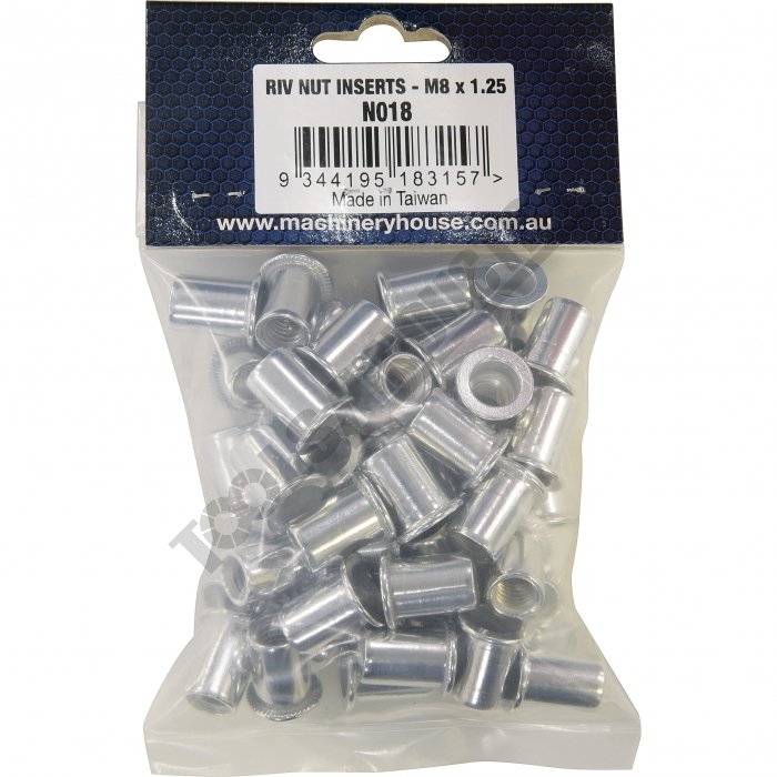 N018 N018 Aluminium Nut Rivets Inserts M8 x 1.25mm