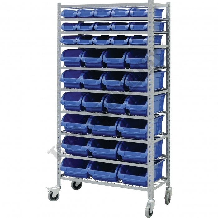 S021 SR36 Mobile Storage Bin Rack